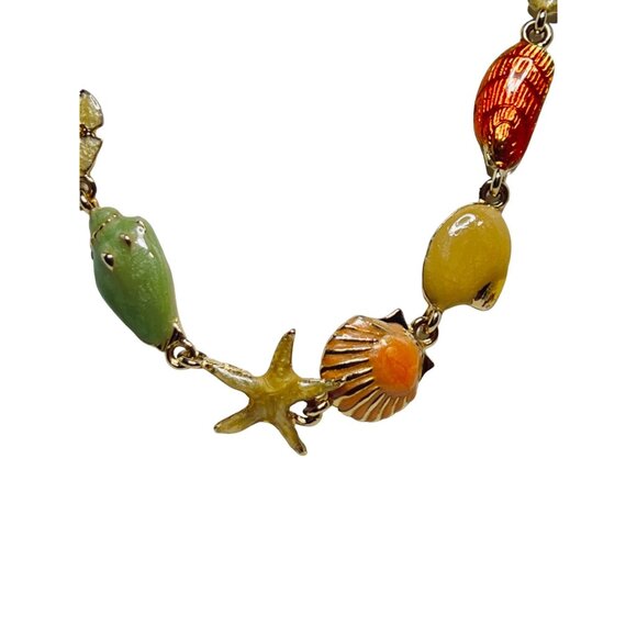 JJI Gold Tone And Enamel Shell Beach Theme Cable Chain Necklace (5404) - Picture 3 of 6